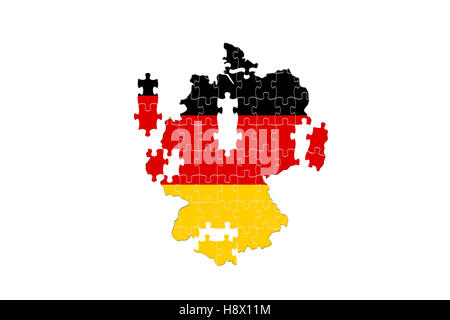 Europäisches Land Deutschland puzzle auf weißem Hintergrund Stockfoto