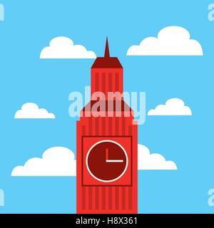 berühmten big Ben Gebäude von London Stadt über Himmelshintergrund. farbenfrohes Design. Vektor-illustration Stock Vektor