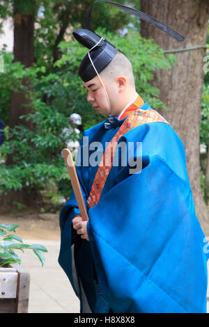 Japan, Sakura City, Festival, Shinto Priester, Stockfoto