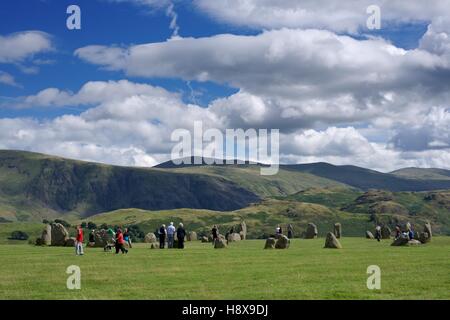 Castlerigg Stone Circle, eines der optisch beeindruckenden prähistorischen Denkmäler in Großbritannien. Lakedistrict Cumbria UK Stockfoto