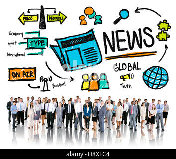 News Journalismus Publikation Update Media Werbung Informationskonzept Stockfoto