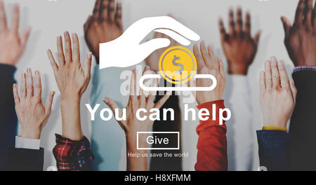 Sie können helfen, Geld zu geben Spenden Konzept Stockfoto