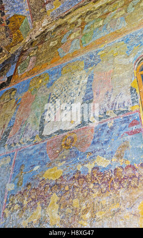 Die erhaltenen Fresken an Fassade Wand der Dormitio-Kirche, das Wahrzeichen der Ausgrabungsstätte Stockfoto