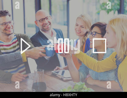 Schaltflächen Multimedia-Play Pause Stop-Konzept Stockfoto