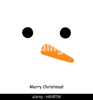 Weihnachtskarte. Schneemann Gesicht Minimal Xmas abstrakten Hintergrund. Stock Vektor