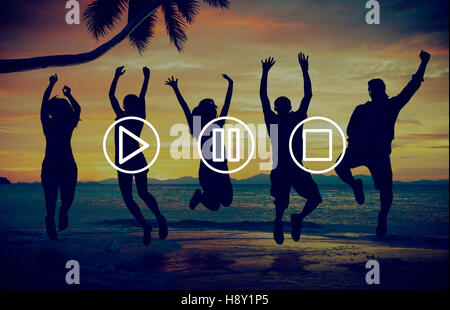 Schaltflächen Multimedia-Play Pause Stop-Konzept Stockfoto