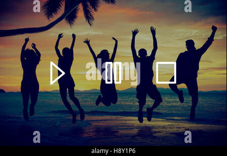 Schaltflächen Multimedia-Play Pause Stop-Konzept Stockfoto