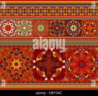 Reiche ethnische nahtlose Muster geometrisches Design. Mandala-Stil. Vektor-Illustraton-Hintergrund Stock Vektor