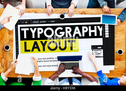 Typografie Layout Ideen Kreativität Design Element-Konzept Stockfoto