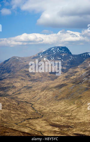 Blick auf Ben Nevis und Glen Nevis aus Binnein Beag in der Mamores Stockfoto