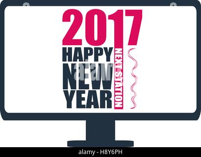 Frohes neues Jahr Bildschirm 2017 Stock Vektor