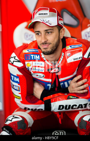 Valencia, Spanien. 16. November 2016. #4 ANDREA DOVIZIOSO (Italienisch) DUCATI TEAM DUCATI während Valencia MotoGP offiziellen Testtag 2 am Circuit Ricardo Tormo, Valencia. © Jose Breton/Pacific Press/Alamy Live-Nachrichten Stockfoto