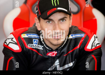 Valencia, Spanien. 16. November 2016. #99 JORGE LORENZO (Spanisch) DUCATI TEAM DUCATI während Valencia MotoGP offiziellen Testtag 2 am Circuit Ricardo Tormo, Valencia. © Jose Breton/Pacific Press/Alamy Live-Nachrichten Stockfoto