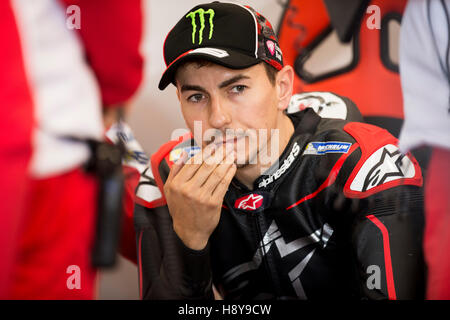 Valencia, Spanien. 16. November 2016. #99 JORGE LORENZO (Spanisch) DUCATI TEAM DUCATI während Valencia MotoGP offiziellen Testtag 2 am Circuit Ricardo Tormo, Valencia. © Jose Breton/Pacific Press/Alamy Live-Nachrichten Stockfoto