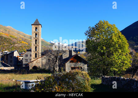 Romanische Kirche Santa Eulàlia. Erill la Vall Pyrenäen. Lleida. Spanien Stockfoto