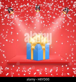 Roten Geschenkbox Plattform und Geschenk Stock Vektor