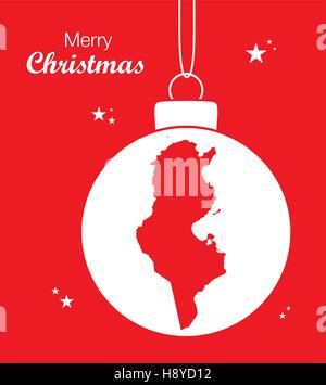 Frohe Weihnachten Bild Thema mit Karte von Tunesien Stock Vektor