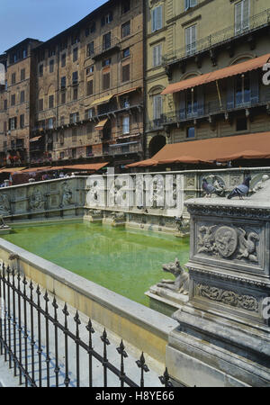 Fonte Gaia Homosexuell Brunnen am Piazza del Campo in Siena Toskana Italien. Europa Stockfoto