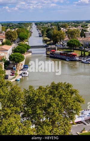 Canal du Midi-Vue des Wälle d'Aigues Morte Camargue Frankreich 30 Stockfoto