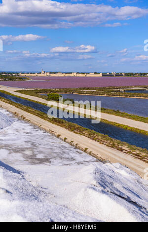 Les Remparts Côté Sud Vue des Salins du Midi Aigues-Mortes, Camargue - Frankreich Stockfoto