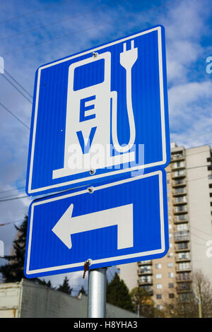 Schild ein Elektrofahrzeug Ladestation. Stockfoto