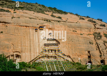 Mati Si-Tempel in den Felsen Höhlen, Zhangye, Gansu-Provinz, China Stockfoto