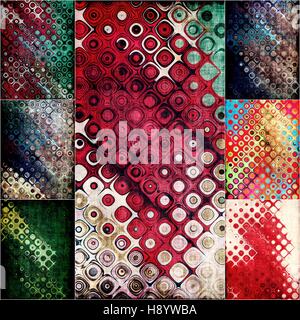 Bunte Mosaik Illustration Collage von Vintage Hintergründe Retro-Farben. Stockfoto