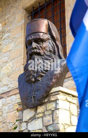 Statue von Dosithos Abt des Klosters, Omodos, Troodos-Gebirge, Zypern, östlichen Mittelmeer Stockfoto