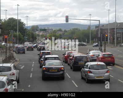 Schwerverkehr Anniesland überqueren Sie die verkehrsreichste Kreuzung in Europa und großen westlichen Straße Stockfoto