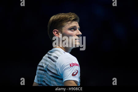 Die O2-Arena, London, UK. 17. November 2016. 5. Tag nachmittags Einzel-Match besiegt Novak Djokovic (SRB) David Goffin (BEL) in einem zwei-Set-Match. Goffin ist ein Ersatz für Gael Monfils (FRA), die aus dem Turnier verletzt zurückgezogen hat. Bildnachweis: Sportsimages/Alamy Live-Nachrichten. Stockfoto