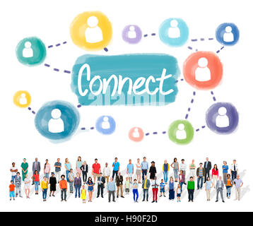 Zugriffskonzept Anschluss verbundenes Netzwerk verbinden Stockfoto