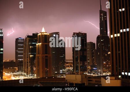 Gewitter in Dubai, Vereinigte Arabische Emirate Stockfoto