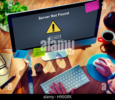 Server nicht gefunden Computer-Datenbank-Netzwerk-Konzept Stockfoto