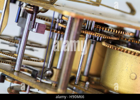 Makro schließen Bild der alten Uhr Mechanismus Stockfoto