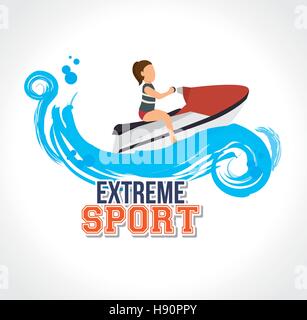 Extreme Sport Jetski Label Design Vektor Illustration Eps 10 Stock Vektor