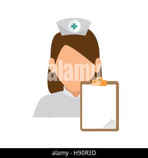 Charakter Krankenschwester Mädchen Zwischenablage Bericht Vektor Illustration Eps 10 Stock Vektor