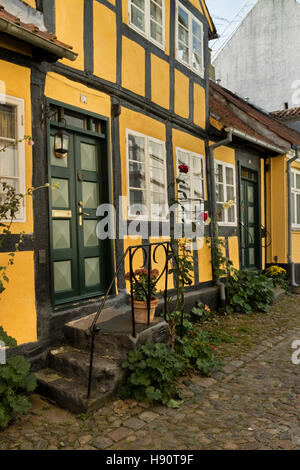 Traditionelle bunte gebautes Haus in der Stadt von Faaborg, Dänemark Stockfoto