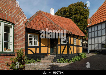 Traditionell gebaute bunte Haus in der Stadt von Faaborg, Dänemark Stockfoto