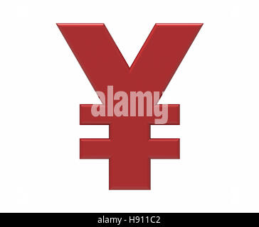 Symbol der japanischen Währung Yen 3D-Rendering Stockfoto