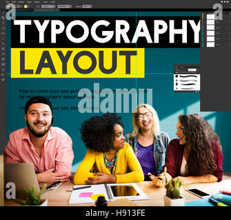 Typografie Layout Ideen Kreativität Design Element-Konzept Stockfoto