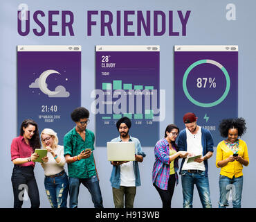 Freundlichen mobilen Apps Anzeigekonzept Stockfoto