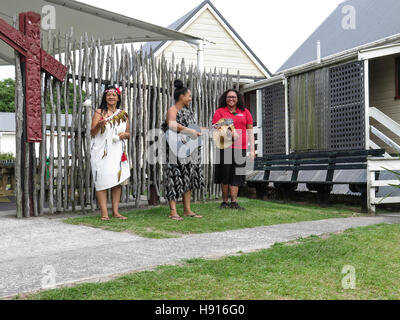 Whakarewarewa Maori Village bei Rotorua, Nordinsel, Neuseeland Stockfoto