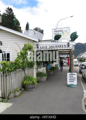 Muschel-Geschäfte in Havelock, Südinsel, Neuseeland Stockfoto