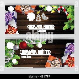 Weihnachten-Neujahr-Web-Banner-set Stock Vektor