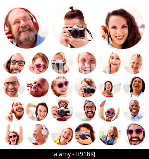 Menschen Gesichter Diversity menschliches Gesicht-Konzept-Set Stockfoto