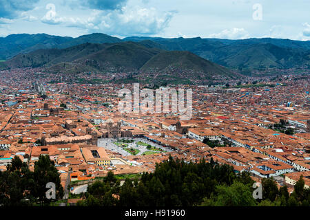 Blick auf die Stadt Cuzco in Peru, Südamerika Stockfoto