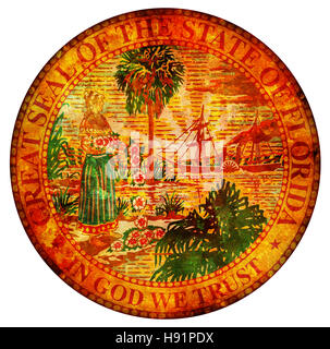 alte Vintage isoliert über weißes Symbol von florida Stockfoto