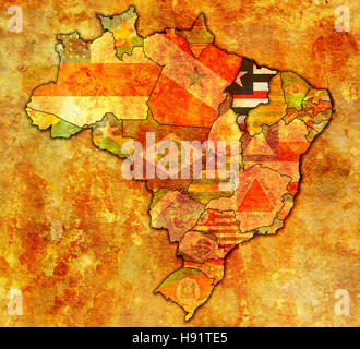 Maranhao auf Administration Karte von Brasilien mit Flaggen Stockfoto