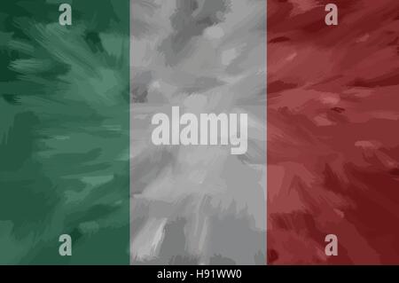 Italien-bemalt / gezeichnete Vektor-Flagge. Dramatische, ungewöhnliche Optik. Vektor-Datei enthält Flagge und Textur-Layer Stock Vektor