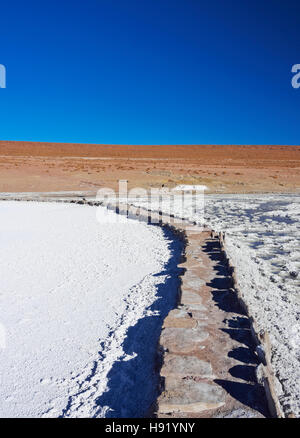 Bolivien Potosi Departmant Sur Lipez Provinz Eduardo Avaroa Anden Fauna National Reserve Landschaft des Salar de Chalviri. Stockfoto